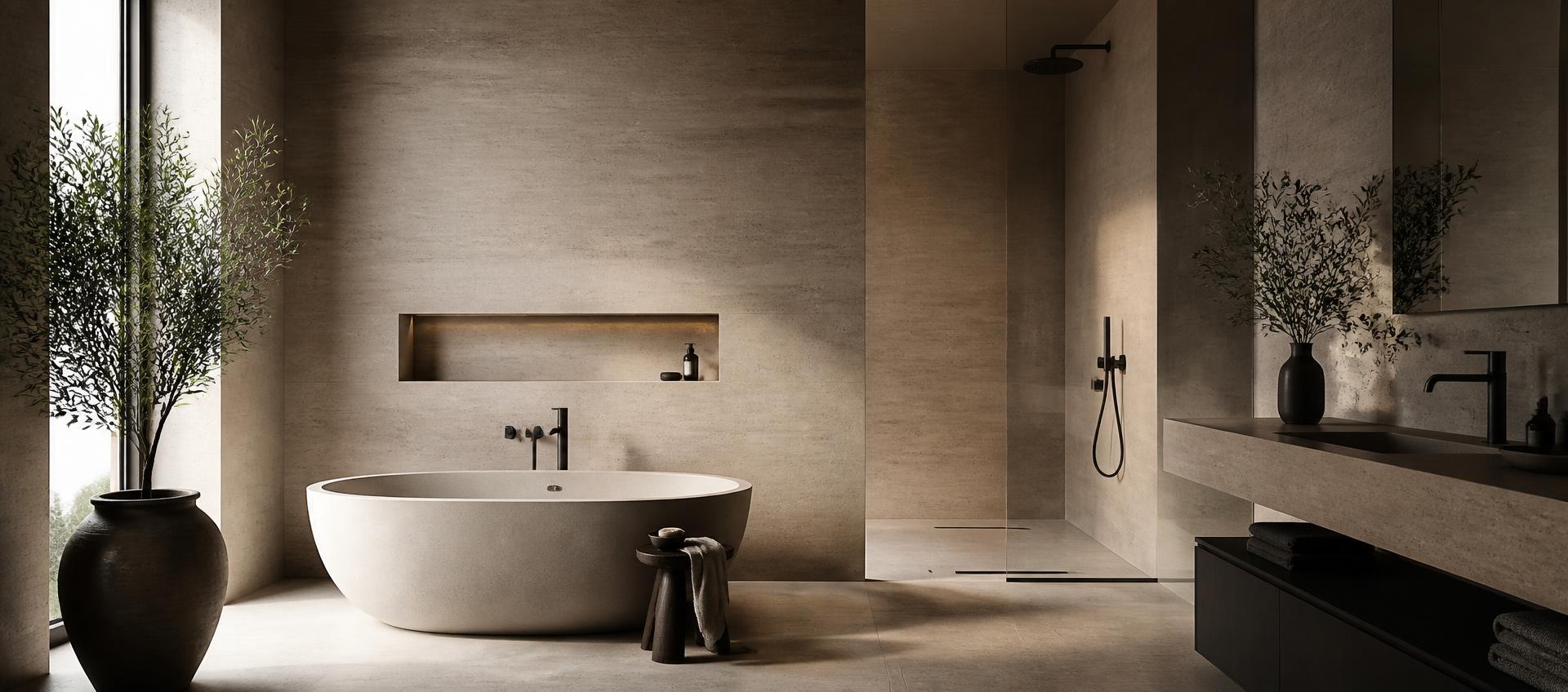 Matte black master bath · Mumbai